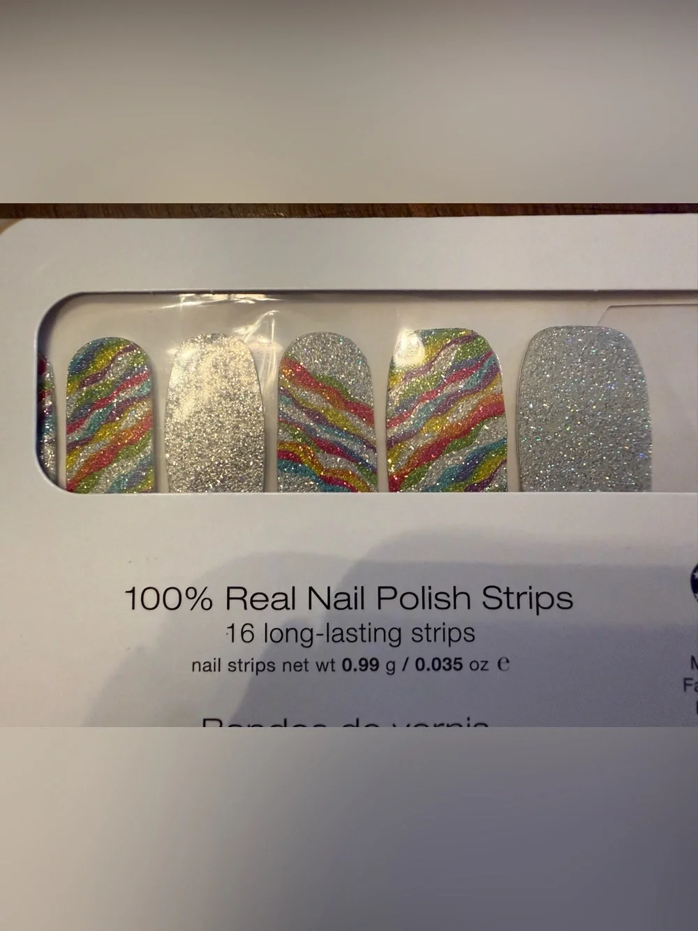 Color Street Inner Strength Silver Sparkle & Rainbow Wave Nail Strips